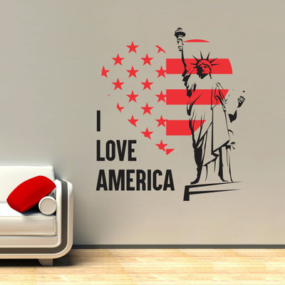 VCREATE DECOR 58 cm I love America Removable Sticker(Pack of 1)