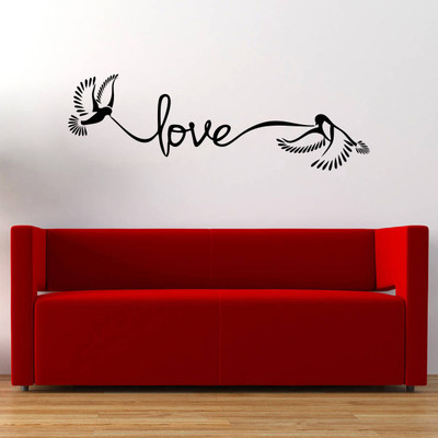 VCREATE DECOR 58 cm Love Birds Removable Sticker(Pack of 1)