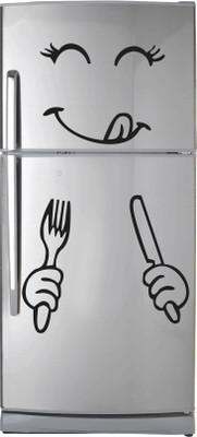 VCREATE DECOR 58 cm Smiley Fridge Removable Sticker(Pack of 2)