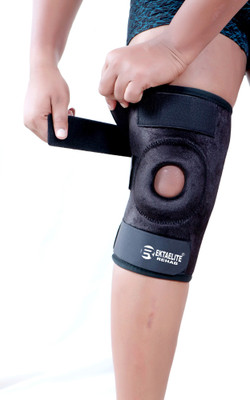 EKTAELITE Rehab Premium Compression muscle Joint Protection Hinges Non-Slip Open Patella Knee Support(Black)