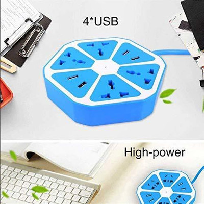 TECHGEAR 4 Surge Socket with 4 USB Port 3 Socket Extension Boards 4  Socket Extension Boards(Blue, 1.8 m, With USB Port)