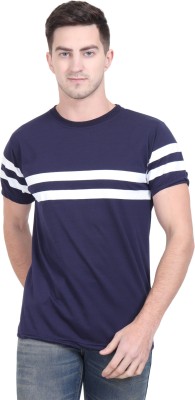 ATTITUDE START OF FASHION Striped Men Round Neck Blue T-Shirt