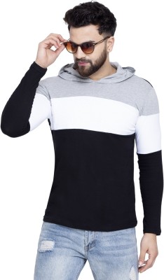 Fascista Colorblock Men Hooded Neck Black T-Shirt