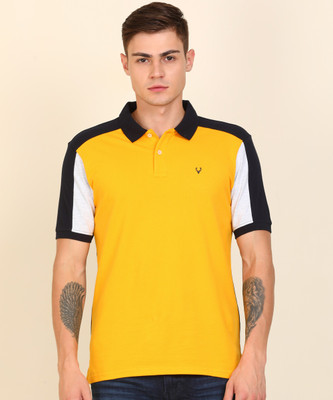 allen-solly-color-block-men-polo-neck-dark-blue-yellow-t-shirt