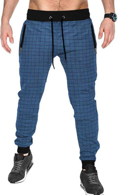 Tripr Checkered Men Blue, Black Track Pants
