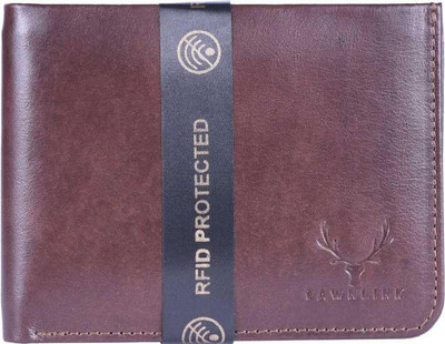 FAWNLINK Men Brown Genuine Leather Wallet(8 Card Slots)