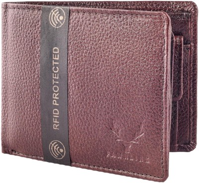 FAWNLINK Men Brown Genuine Leather Wallet(9 Card Slots)