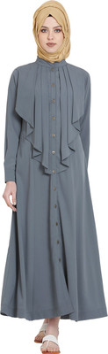 Momin Libas Polyester Solid Abaya(Grey)