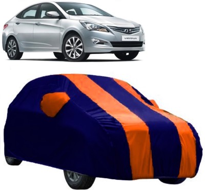 Ascension Car Cover For Hyundai Fluidic Verna (With Mirror Pockets)(Orange, Blue)