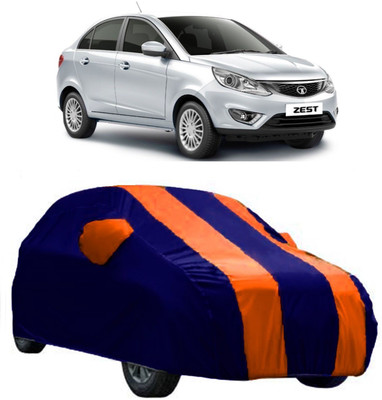 AutoCover Car Cover For Tata Zest (With Mirror Pockets)(Orange, Blue)