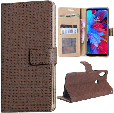 DMG Flip Cover for Redmi Note 7S, Redmi Note 7 Pro, Mi Note 7(Brown, Dual Protection)