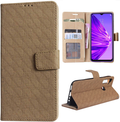 DMG Wallet Case Cover for Realme Narzo 10, Realme 5, Realme 5i, Realme 5s(Brown, Dual Protection)