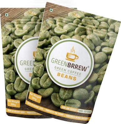 GreenBrrew Organic Green Coffee beans for Weight Loss (Pack of 2), Instant Coffee(2 x 200 g, Green Coffee Flavoured)