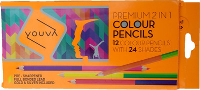 NAVNEET Youva Colour Pencil (2 in 1) Hexagonal Shaped Color Pencils(Set of 1, 24 Colors)