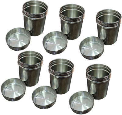 Shoppernation Steel Utility Container  - 210 ml(Pack of 6, Silver)