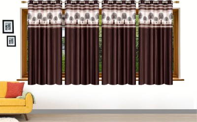 Stella Creations 152 cm (5 ft) Polyester Room Darkening Window Curtain (Pack Of 4)(Printed, Brown)