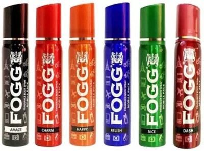 FOGG Body Spray Pocket Deo , CHARM, HAPPY, DASH, NICE & RELISH 25ml x 6 Deodorant Spray  -  For Men & Women(150 ml, Pack of 6)