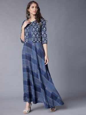 Vishudh Women Maxi Blue Midi/Calf Length Dress
