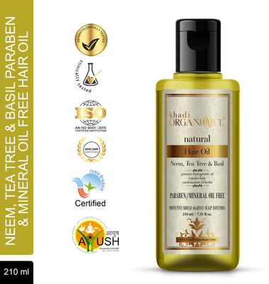 khadi ORGANIQUE Neem Teatree & Basil Hair Oil (Without Mineral Oil) For The antibacterial effects of Neem purify the scalp deeply and treat dandruff and itchy scalp. Hair Oil(210 ml) khadi ORGANIQUE Neem Teatree & Basil Hair Oil (Without Mineral Oil) For The antibacterial effects of Neem purify the scalp deeply and treat dandruff and itchy scalp. Hair Oil(210 ml)