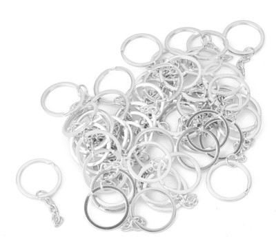 SHUANG YOU Silver Plated Alloy Split Keyring With Chains 25Mm - - 50 Pcs Carabiner(Silver)