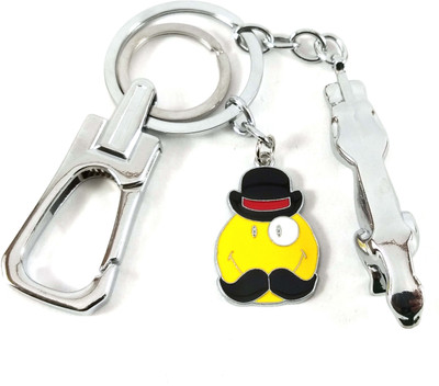 Isk Best quality silver locking look with Moustache smiley Key Chain
