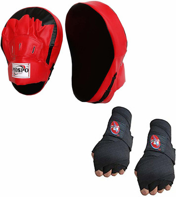 PROSPO Men's Focus Pad Curved with Hand Wrap Boxing Kit