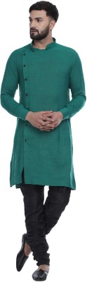 JIHUZUR Men Solid Straight Kurta(Green)