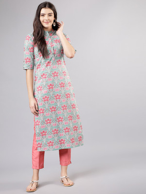 Vishudh Women Printed Straight Kurta(Multicolor)