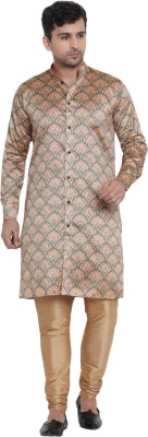 JIHUZUR Men Printed Straight Kurta(Beige)