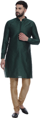 JIHUZUR Men Printed Straight Kurta(Green)