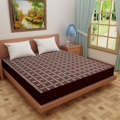 Glassiano Fitted Single Size Waterproof Mattress Cover(Brown)