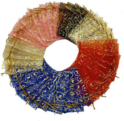 Dms Retail Multicolored Organza Bag 6x8 cms Pack Of 100 Potli