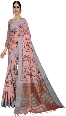 Kimisha Woven Bollywood Cotton Linen Saree(Pink)