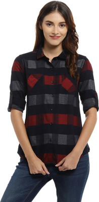 CAMPUS SUTRA Women Checkered Casual Red, Black, Grey Shirt
