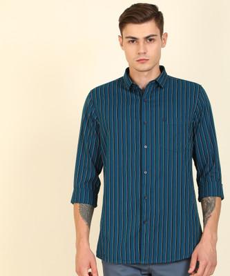 Allen Solly Men Striped Casual Blue, Black Shirt