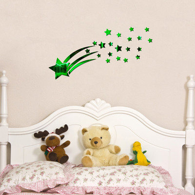 Creatick Studio 53 cm Acrylic 3D Square D Acrylic Mirror Wall Sticker (Green) Self Adhesive Sticker(Pack of 1)