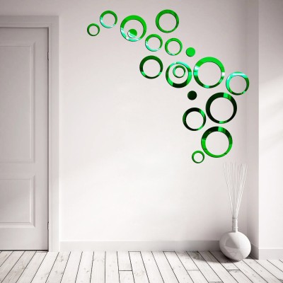 Creatick Studio 89 cm Acrylic 3D Square D Acrylic Mirror Wall Sticker (Green) Self Adhesive Sticker(Pack of 1)