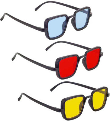 Elligator Wayfarer Sunglasses(Red, Yellow, Blue)