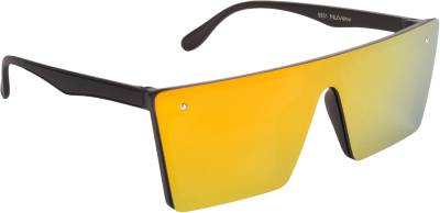 UV Protection, Mirrored Wayfarer, Rectangular Sunglasses (57)  (For Men &amp; Women, Black)