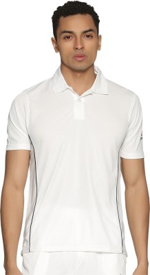 omtex Solid Men Polo Neck White T-Shirt