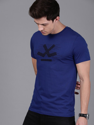 WROGN Printed Men Round Neck Blue T-Shirt