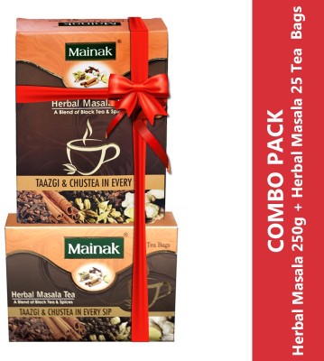 Mainak Herbal Masala 25 Tea Bags + Herbal Masala with Indian Spices Black Tea Box(500 g)