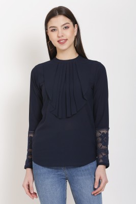 Shiva Trends Casual Full Sleeve Solid Women Dark Blue Top