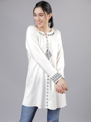 Vishudh Casual 3/4 Sleeve Solid Women White Top