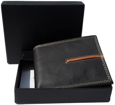 Stela Men Black Genuine Leather Wallet(4 Card Slots)