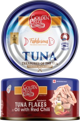 Golden Prize Tuna Flakes in Oil with Red Chili and Tuna Spread in Mayonnaise Slices 370 g(Pack of 2)