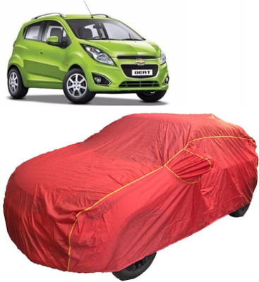 MoTRoX Car Cover For Chevrolet Beat (With Mirror Pockets)(Red)