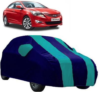 AutoKick Car Cover For Hyundai Fluidic Verna 4S (With Mirror Pockets)(Blue)