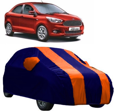 AutoCover Car Cover For Ford Figo Aspire (With Mirror Pockets)(Orange, Blue)