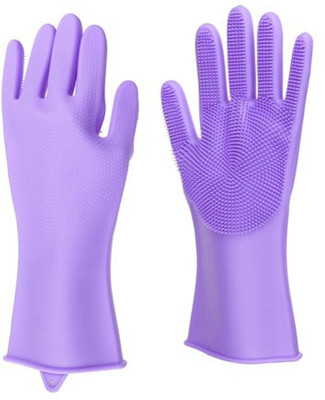 MJEXIM Magic Silicone Dish Washing Gloves, Silicon Cleaning Gloves, (1 Pair) Wet and Dry Glove(Free Size)